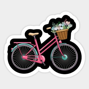 Womens bicycle with flowers Sticker